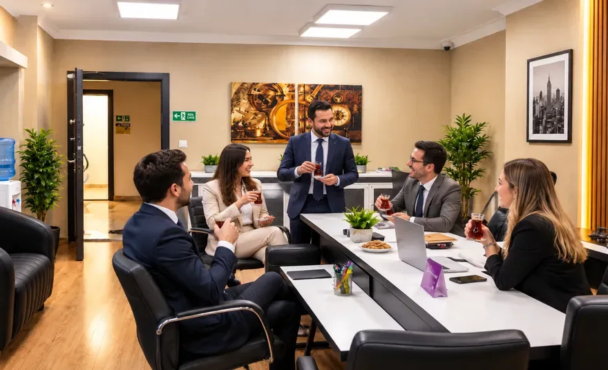 Amfora Ofis Balgat şubesinde müşterilerin ekip toplantısı