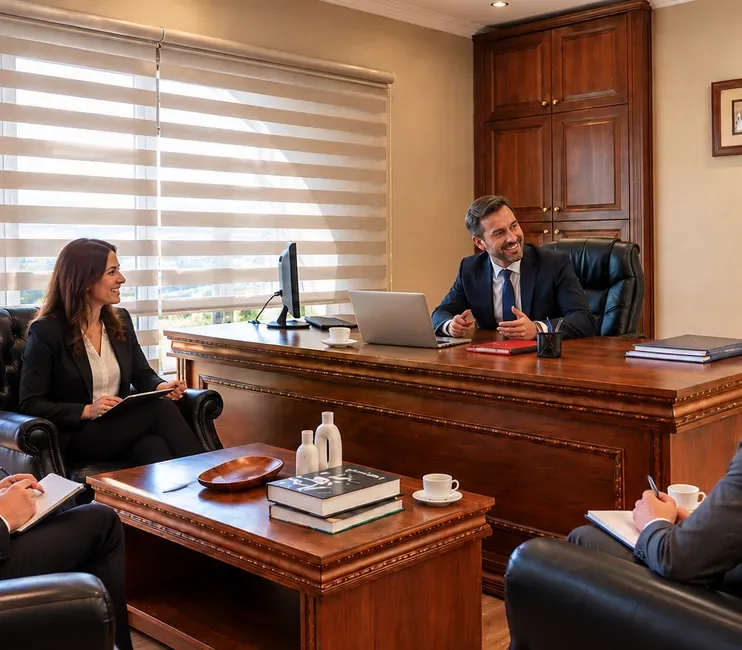 Amfora Ofis Balgat yönetici odasında iş görüşmesi